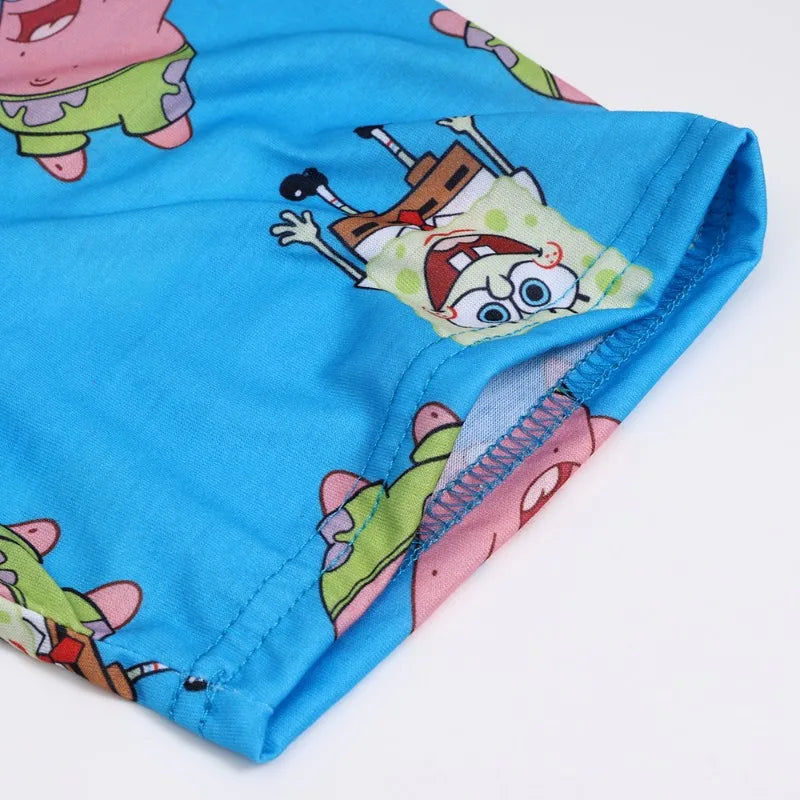 Spongebobs Boys T-shirt Pants Suit Cute Children Clothes 2pcs Set Summer Short Sleeve Tee Shorts