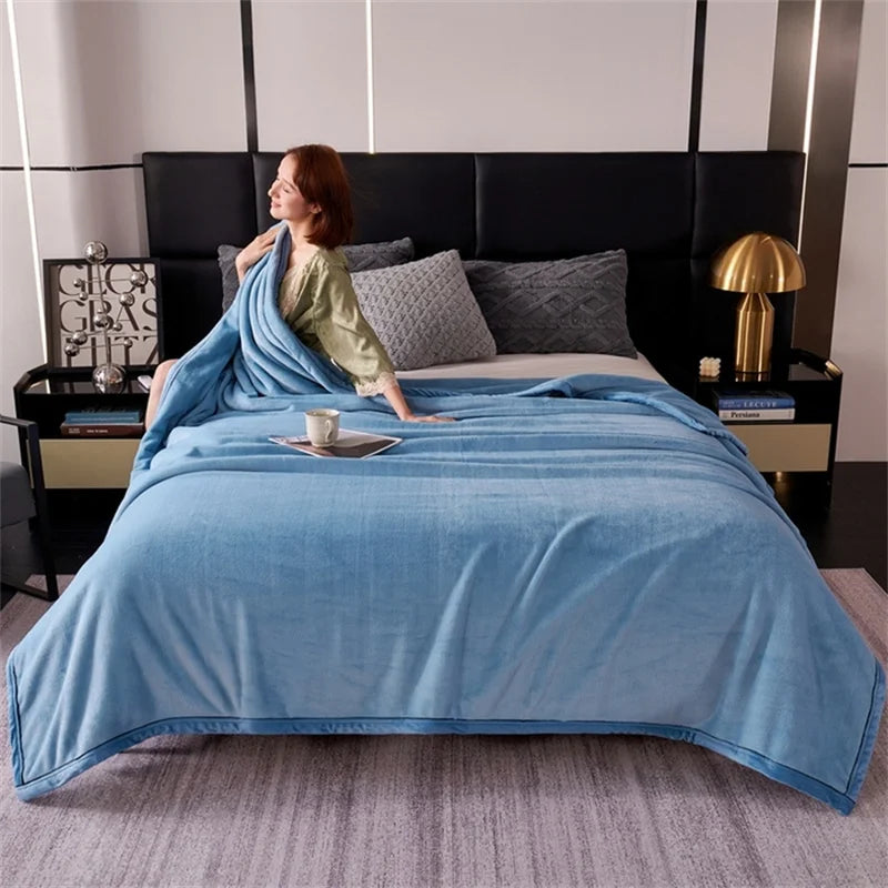 2025 Flannel Blanket,Soft Solid Green Fleece Bed Cover,70*100cm Full Bedspread Home Travel Outdoor Bed Linens Drop Shipping