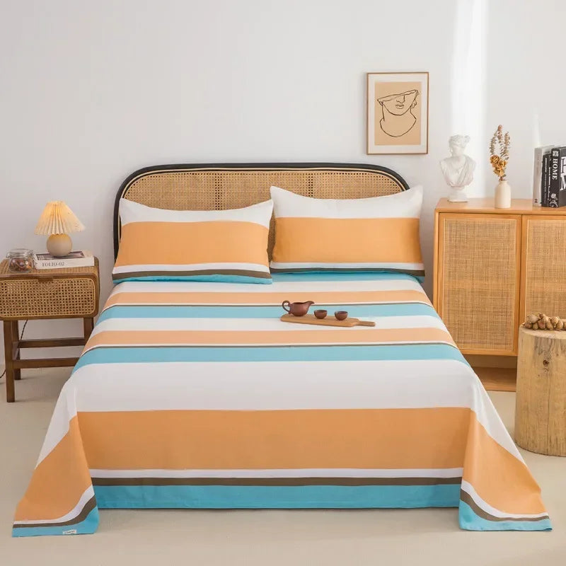 Soft 100% Cotton Coarse Cloth Bed Sheet Thick Sleep Naked Single Double Bedsheet Comfortable Durable Breathable Bed Sheets Queen