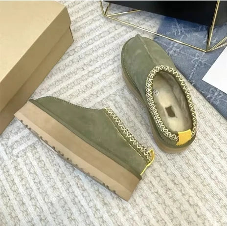 2026 New Classic Ultra Mini Platform Boots Leather Suede Wool Comfort Winter Womens Fur Slippers Size 35-43