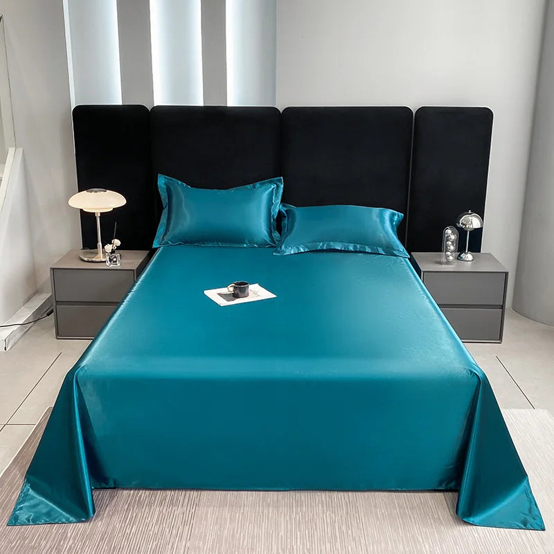 1pc Plain Satin Solid Color Bed Sheets, Flat Sheets for Bedroom, Bedding Does Not Include Pillowcase