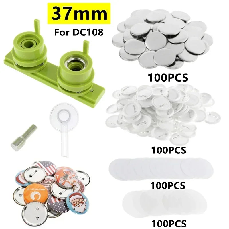 Pink/Green Button Badge Machine Mold Die DIY Round/Heart Pin Badge Making Punch Press Maker 57*53mm Badge Parts For DC108 Series