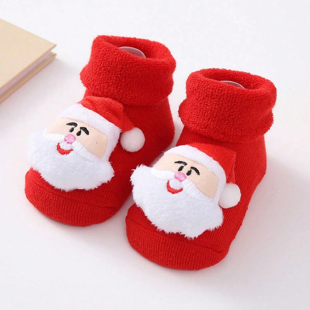 Cute Elk Santa Claus Doll Knitted Baby Socks Newborn Toddler Soft Snowman Warm Floor Socks Girls Infant Boys Mid Socks New