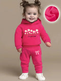 Adorable Baby Girl Print Fleece Sweatshirt And Fashionable Sporty Trousers Set for Autumn Winter Outdoor Activities Newborn Gift