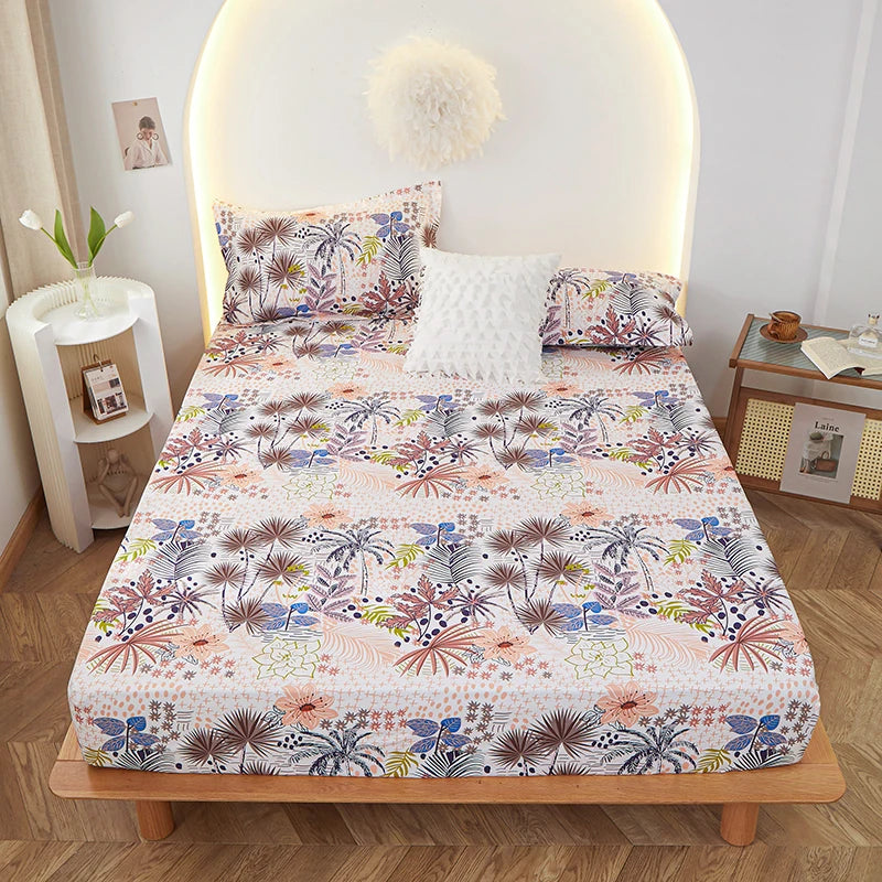 1 piece of bed sheet for bedroom 100%Polyeste Elastic Band Around bedding Fitted Sheet Only (excluding pillowcases)