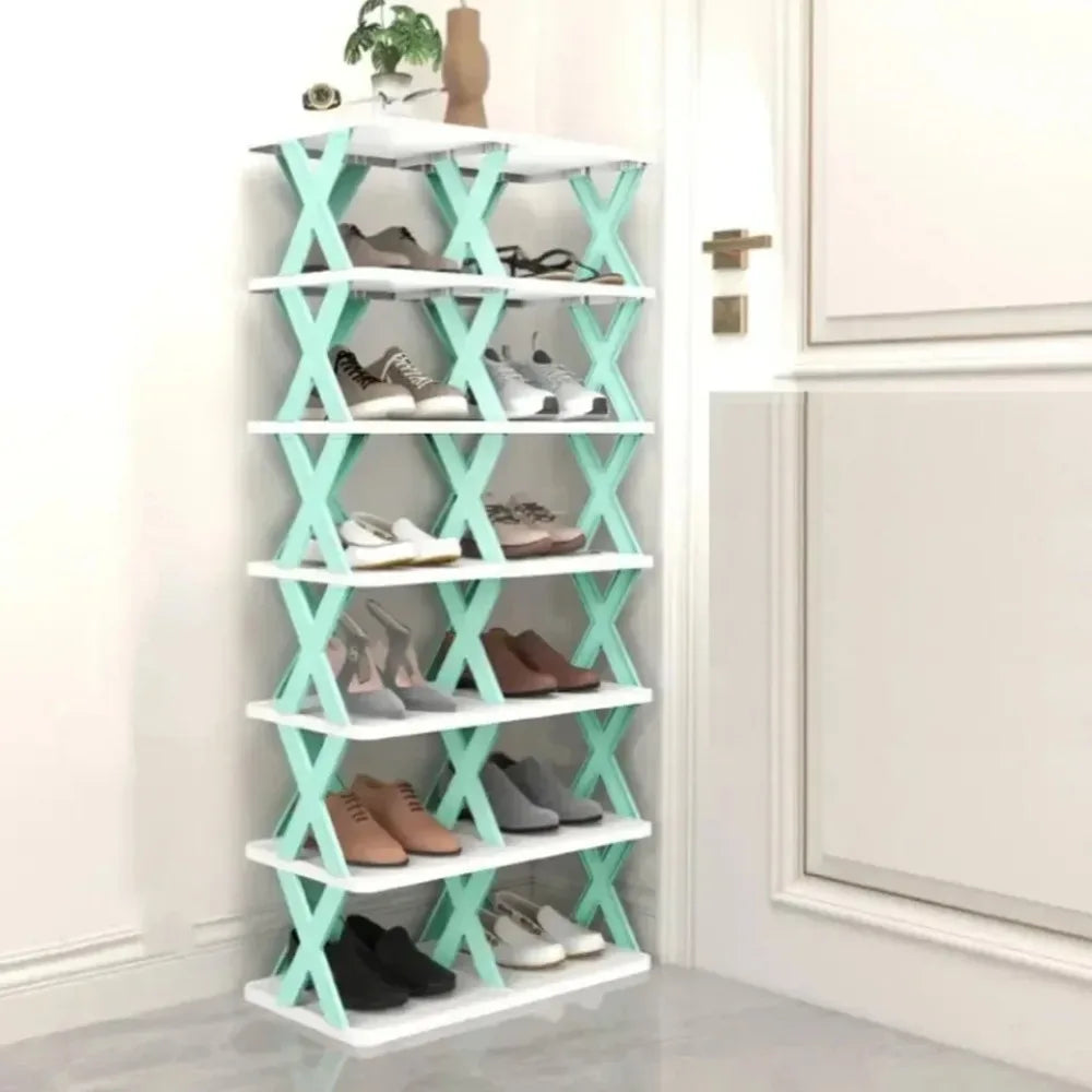 Detachable Folding Shoe Racks X-Shaped Space Saving Shoes Storage Organizer Plastic Dustproof Multi Layer Simple Shoes Shelf