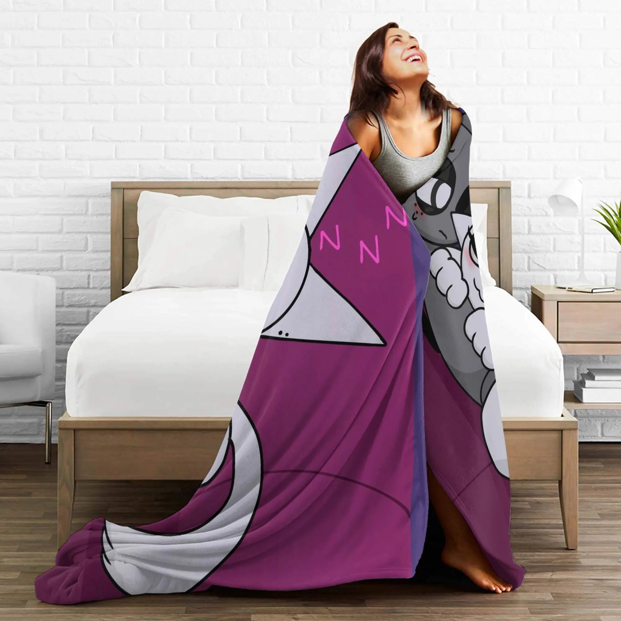 Warm Soft BlanketsChildren Travel Sprunki Gray & Wenda Throw Blanket  Flannel Bedspread For Bedroom Novelty Sofa Bed Cover