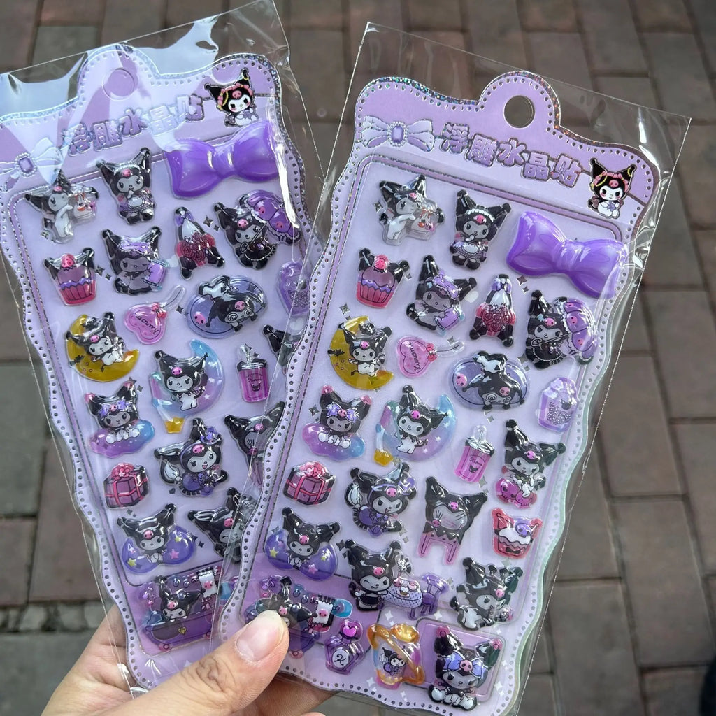 Style8 Cartoon Pillar Capybara Black Light Pony 3D Three-dimensional Crystal Sticker Handmade DIY Material Children's Sticker