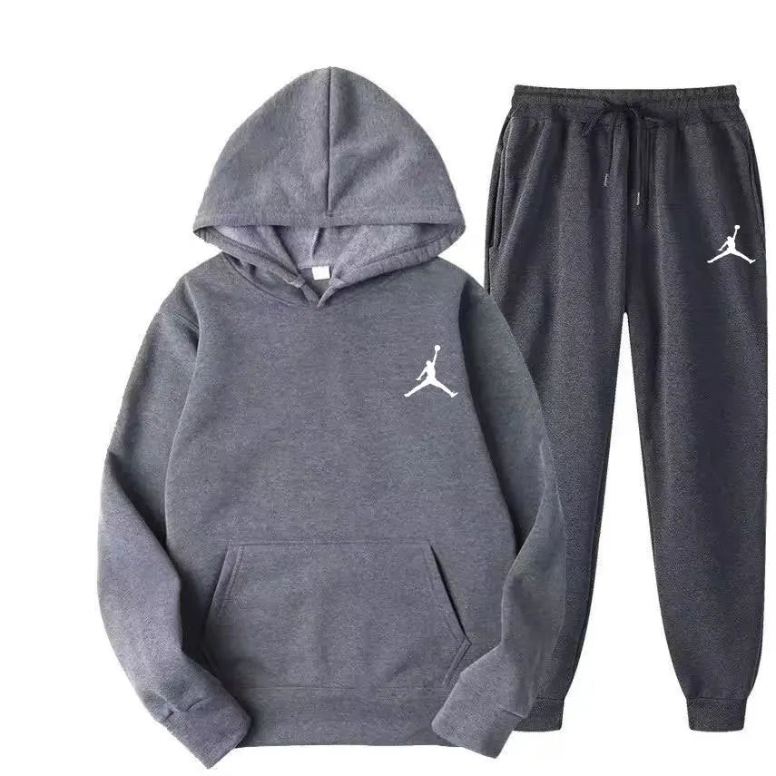 A brand-new outdoor basketball men's hoodie and long pants set for fashionable and casual men