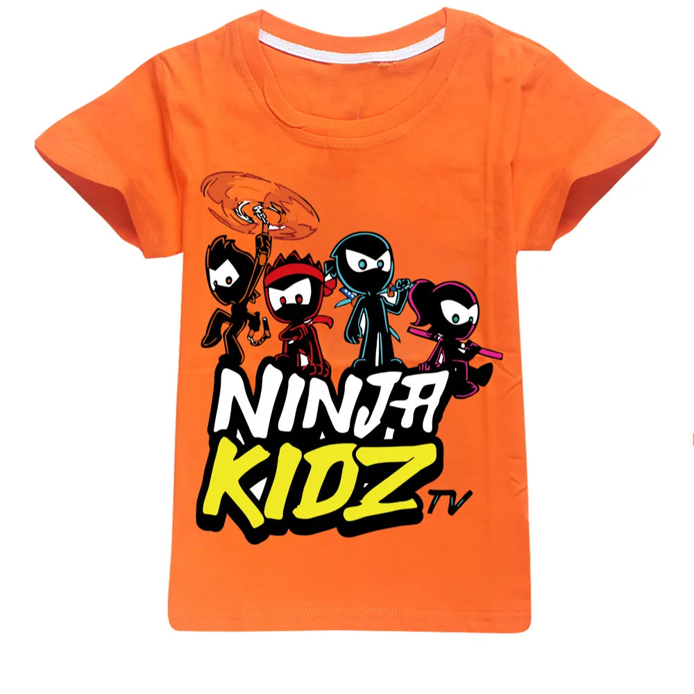 NINJA KIDZ Kids Clothes Summer Boys Fashion Short Sleeve T-Shirt Boys Graphic Tee Baby Girls Tops Children Pullover Hot Selling