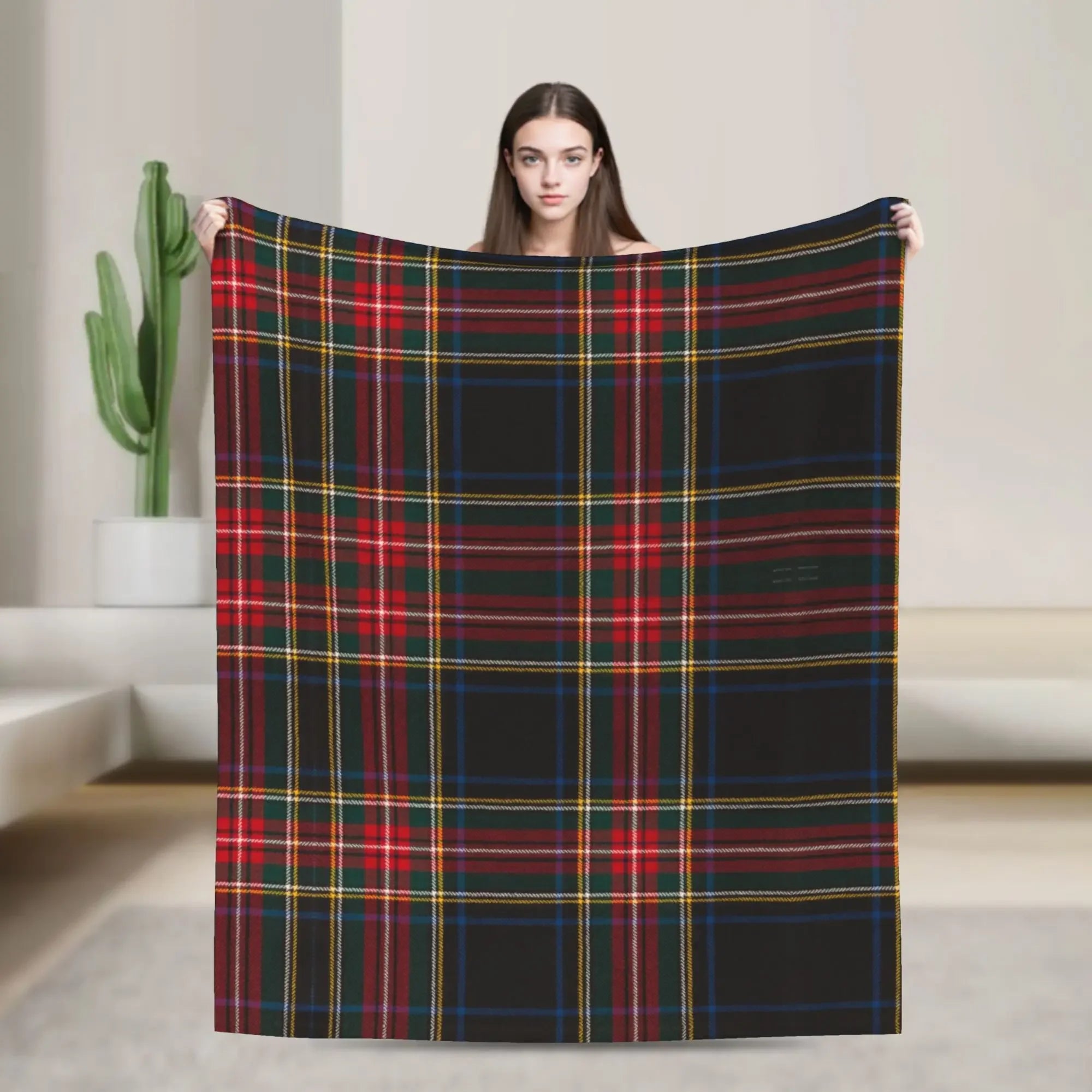 Tartan Plaid Fashion Blankets Fleece Autumn/Winter Multifunction Lightweight Throw Blanket for Bed Car Bedspread