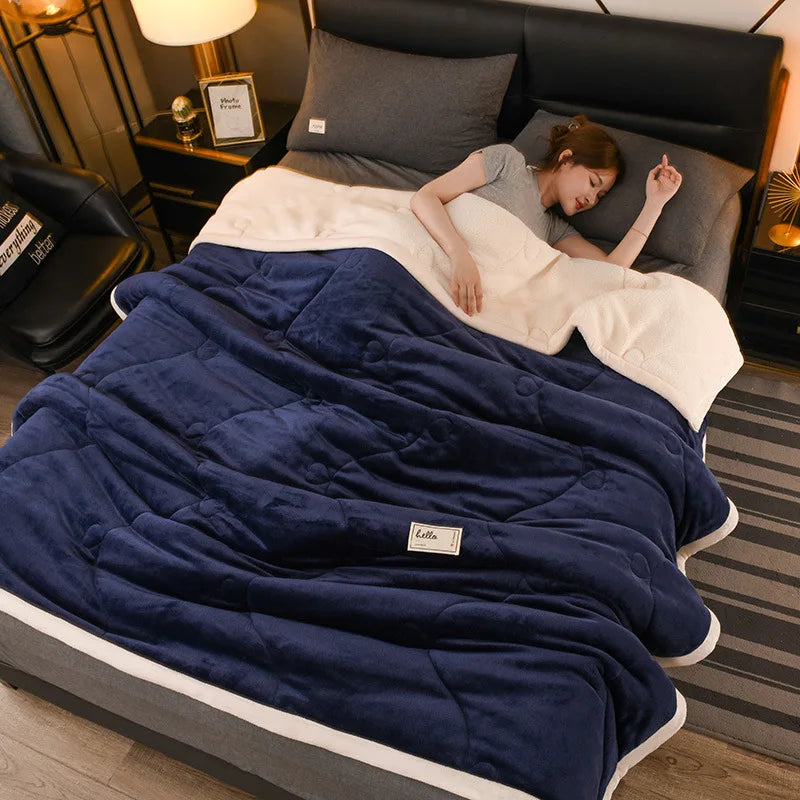 Wool Throw Blanket Keep Warm Winter Bed Blankets Camping Double Bed Cover Bedspread on The Bed  Soft Breathable Cozy Cover Solid