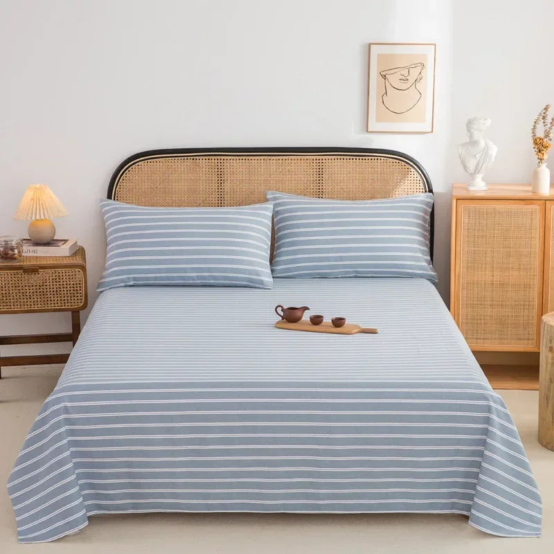 Soft 100% Cotton Coarse Cloth Bed Sheet Thick Sleep Naked Single Double Bedsheet Comfortable Durable Breathable Bed Sheets Queen