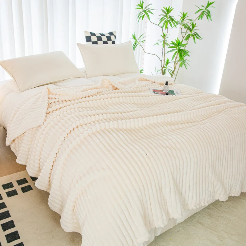 Flannel Blanket Stripe Bedspread Sofa Towel Car/Office/Travel Nap Blankets Home Soft Plaid Warm Bed Blanket cobijas de camas