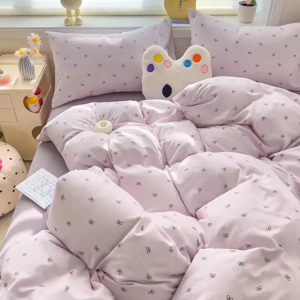 Bedding Set Simple Style Duvet Cover Pillowcase with Bedsheet Home Bedclothes Boys Girls Room Bed Sheet Sets 이불세트