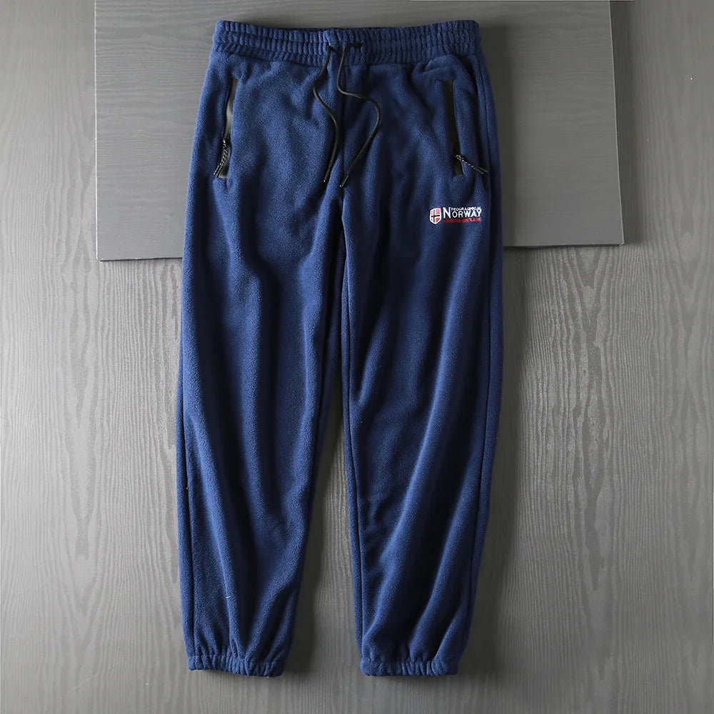 New Winter Casual Thickened Fleece Warm Sweatpants Men Outdoor Elastic Waist Norway Sport Joggers Pants Loose Male Trousers