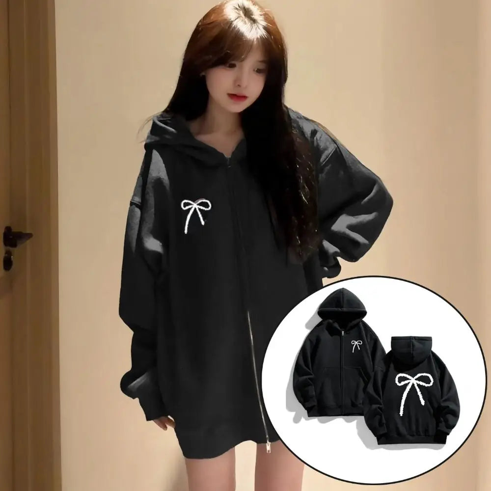 Fashion Sweet Bow Girl Bowknot Hoodie Child Loose Teens Autumn Hoodie Coat Long Sleeve Y2k Coat Girls Autumn Winter