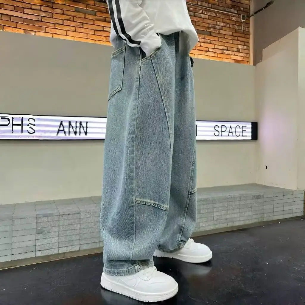 2025 New Boys' Loose Fit Jeans Spring Autumn Casual Long Pants for Tween Boys, Stylish Comfortable Denim Pants