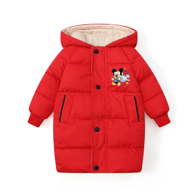 Winter Teen Boys Jacket -10℃ Thick Hooded Parka Warm down Cotton Snowsuit for 2-10Y Kids Fashionable Snow Gear