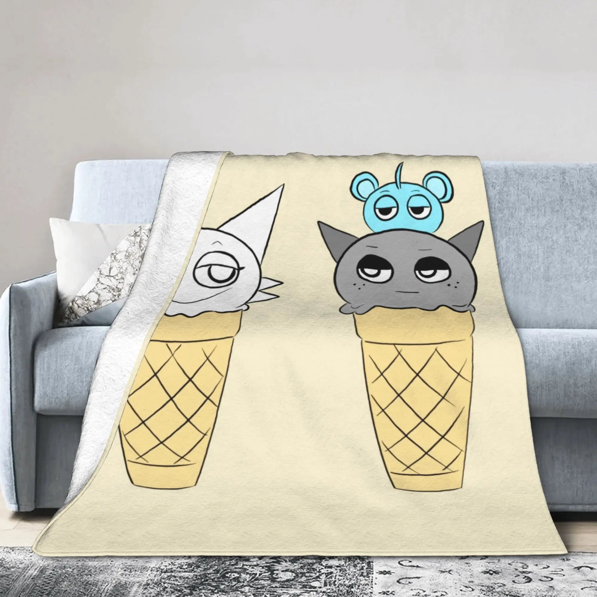 Warm Soft BlanketsChildren Travel Sprunki Gray & Wenda Throw Blanket  Flannel Bedspread For Bedroom Novelty Sofa Bed Cover