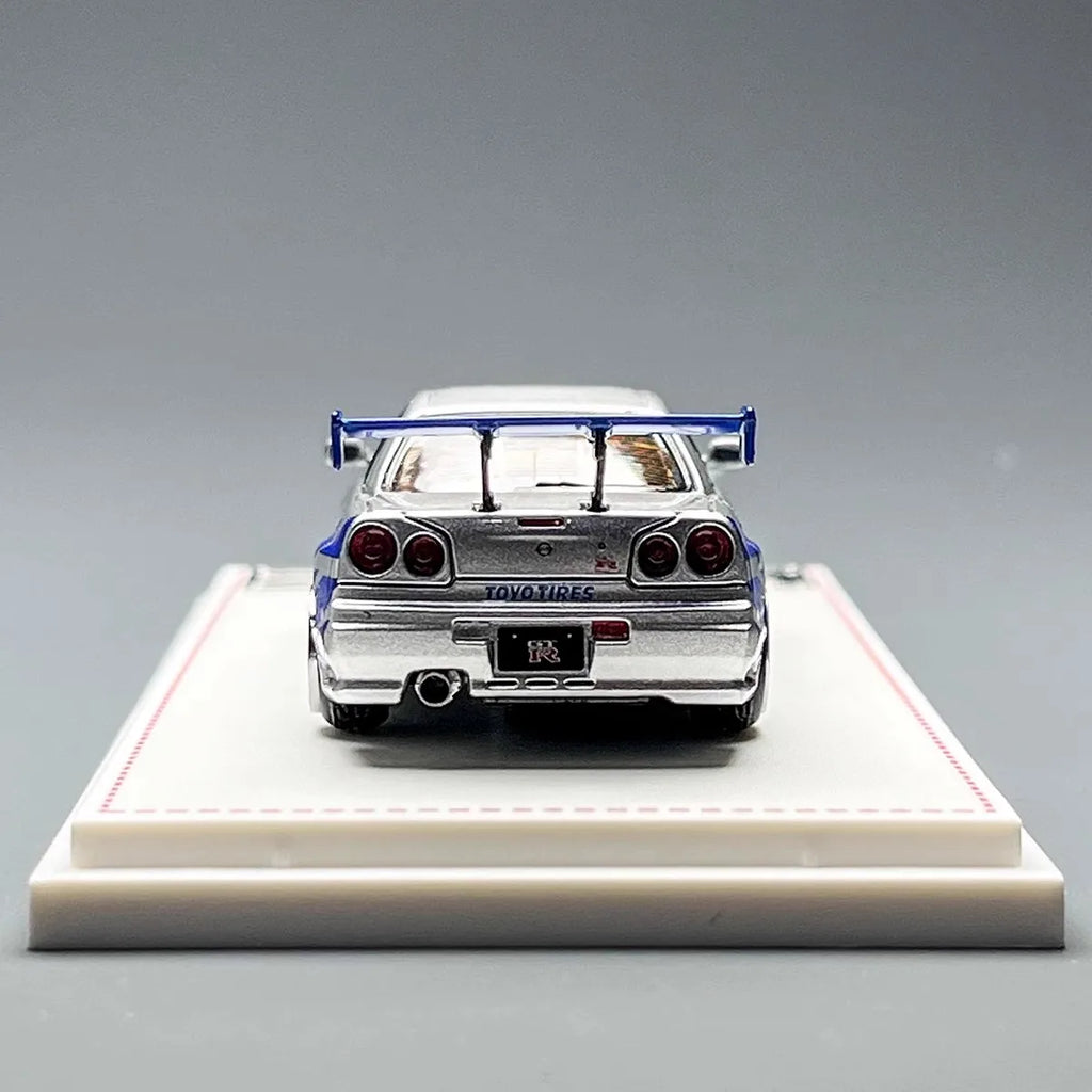 FH 1:64 GT-R R34 Skyline Fast & Furious Openable Front Cover Alloy Car Model