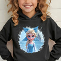 Cute Elsa Pattern Children's Long-sleeved Hooded Sweatshirt for Autumn and Winter Travel Wear Suitable as a Gift for Children