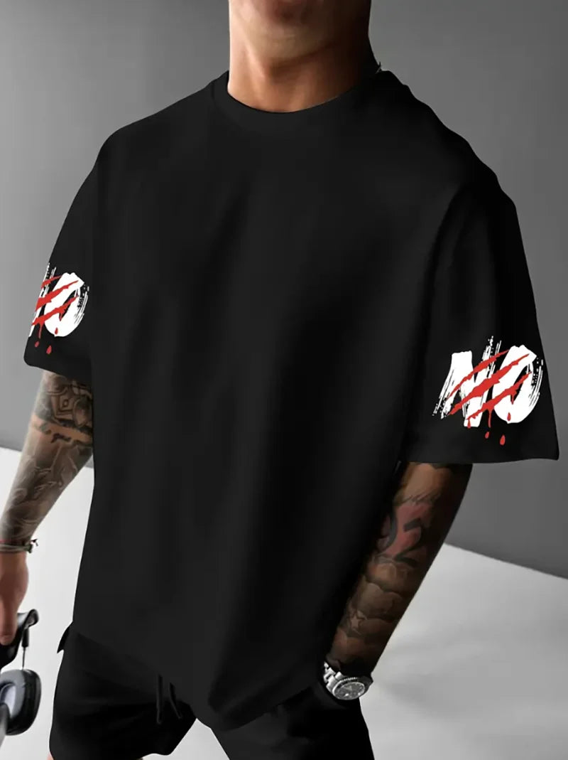 Slogan Print Never Give Up! Letter T-Shirt, Men's Crew Neck Tee, Short Sleeve - Perfect Summer Casual Wear