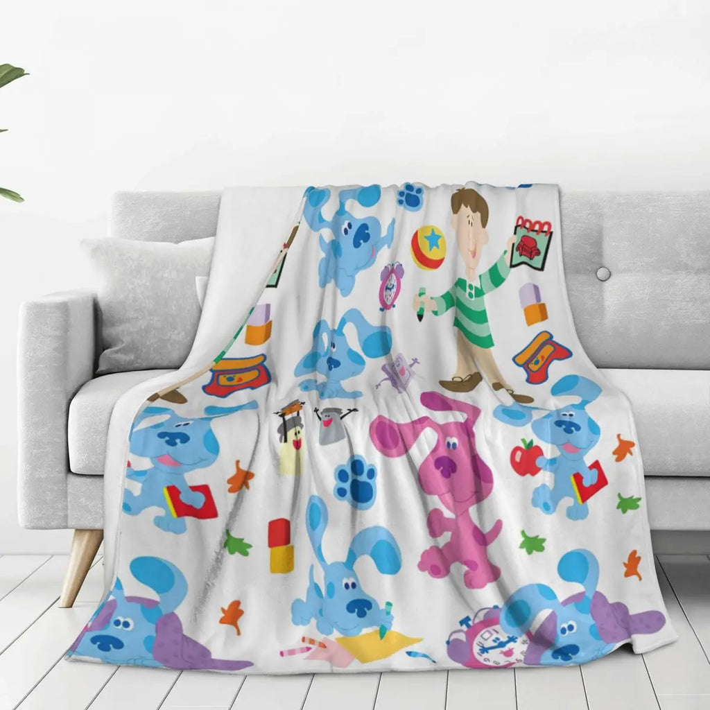 Blue's Clues Collage Blanket Warm Soft Novelty Plush Throw Blanket For Outdoor Camping Flannel Bedspread Bed Cover
