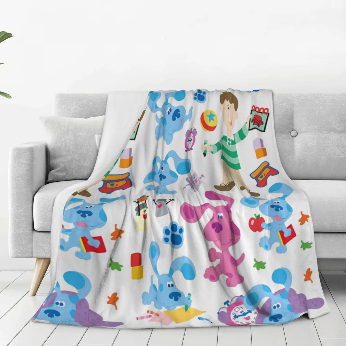 Blue's Clues Collage Blanket Warm Soft Novelty Plush Throw Blanket For Outdoor Camping Flannel Bedspread Bed Cover