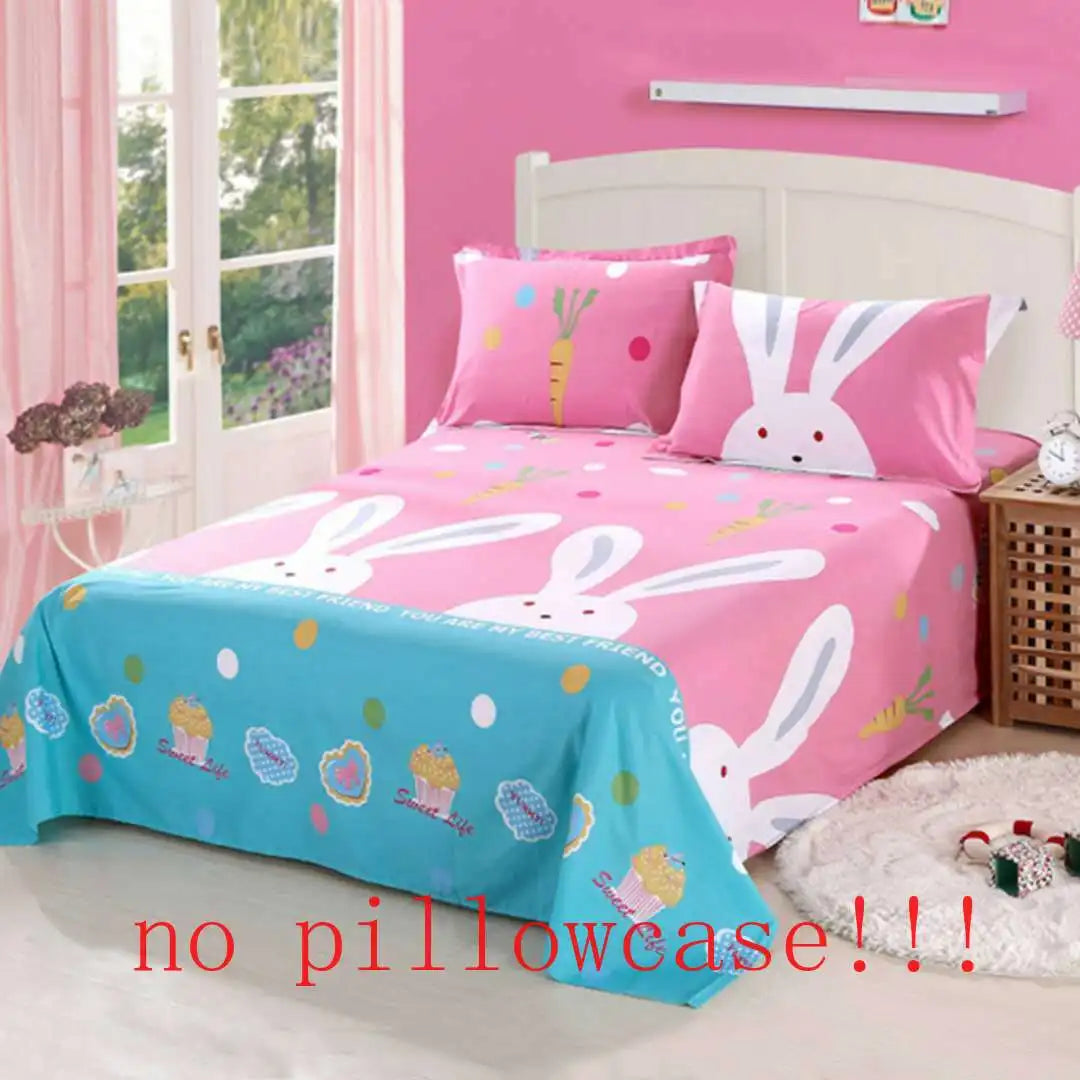 Flat Sheets Printed Washed Household Comfortable Students Queen King Size Bed Cover Breathable Single Double Bedspread Trendy