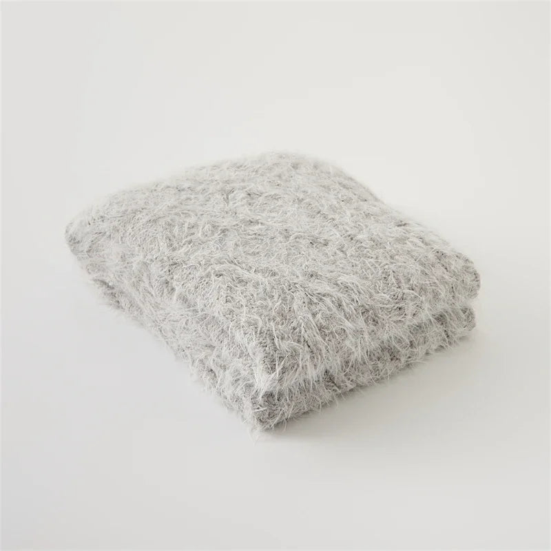 2025 new living room knitted blanket bedside blanket sofa office bedroom nap blanket solid color simple