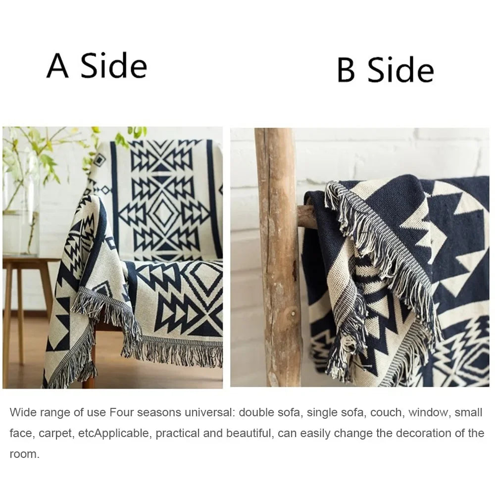 90x90cm Bohemian Plaid Blanket with Tassel for Sofa Bed Decorative Blankets Cotton Sofa Cover Throw Blanket
