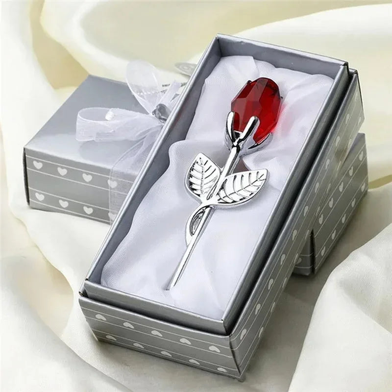 Romantic Crystal Rose Crafts Valentine's Day Gift Creative Wedding Companion Crystal Rose Souvenir Rose Love Jewelry Box Set