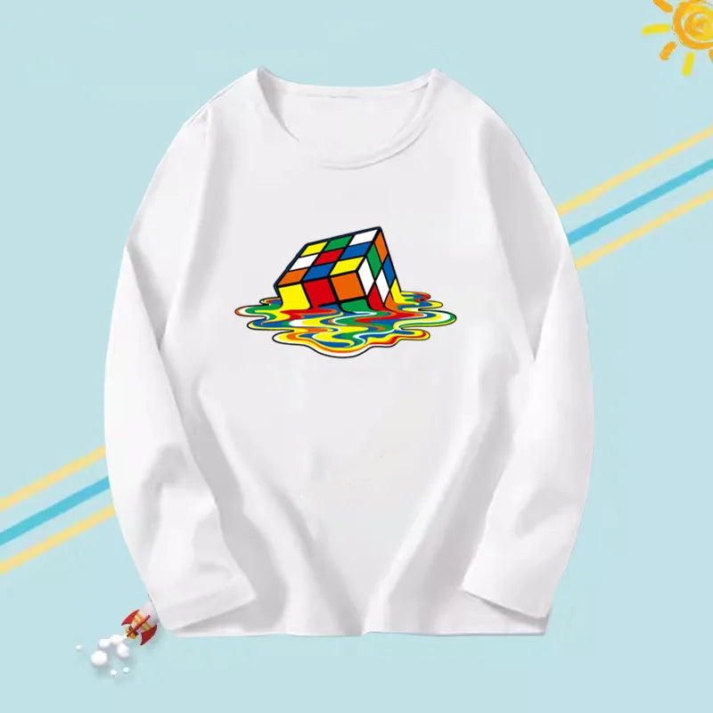 3-14years Boys Funny Astronaut Rope print T-shirt Kids Tops Teens o-neck Long Sleeve Spring Autumn Cool Fashion Clothes