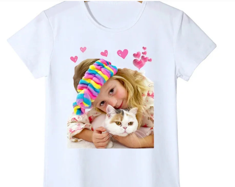 Novelty Design Girls T-Shirts Funny Nastya Cartoon Print Girls Clothes Summer Kids  Fashion Baby Tshirt Tops