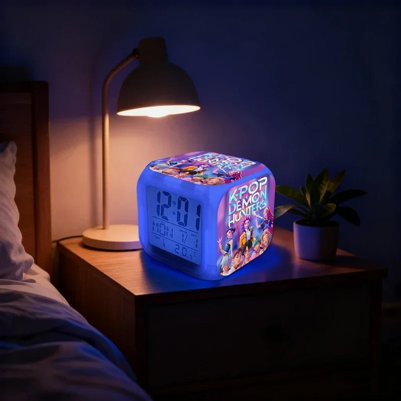 Kpop Demon Group Student Alarm Clock Colorful Digital Clock Children'S Room Anime Cartoon Demon Hunteri Alarm Clock Blind Box