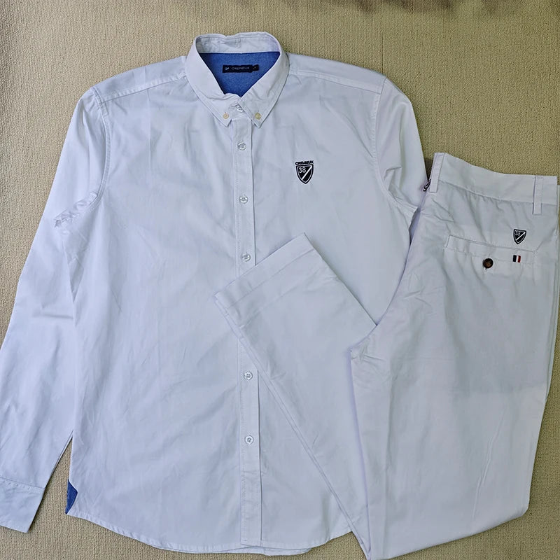 Cremieux Four Season Tracksuit Chemise for Homme  Men Shirt Setting Two PCS Full Pants   Fashion Casual 100%Cotton Del France