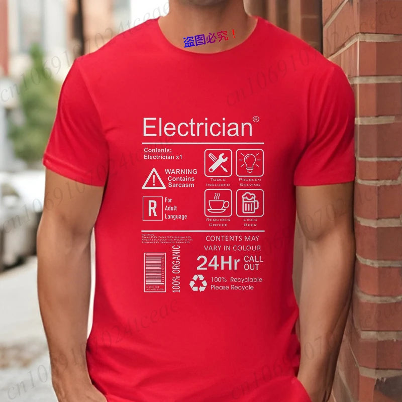 Electrical Engineer Design Tops Fashion Summer Men O-Neck Tees Shirt Funny Electrician Package Care Instructions Print T-shirts