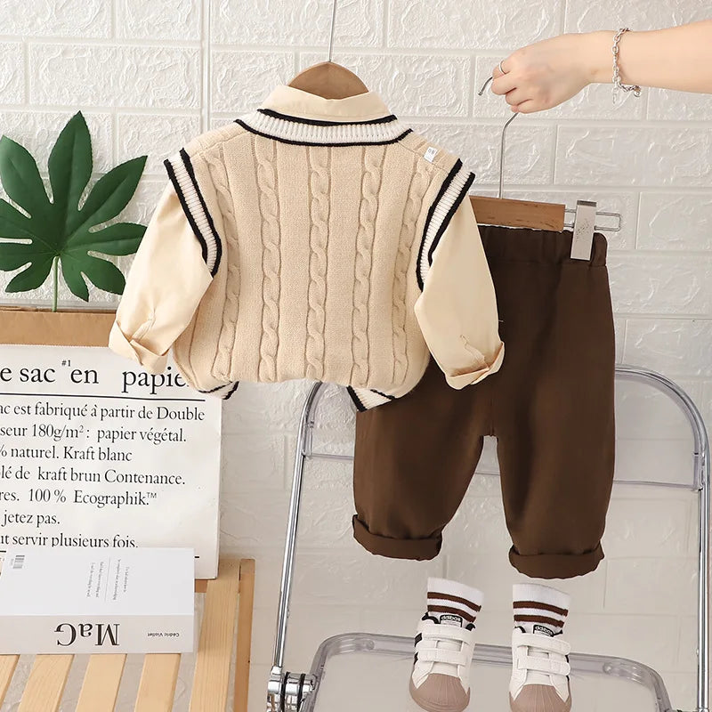New Autumn Baby Clothes Children Vest Shirt Pants 3Pcs/Sets Kids Boys Clothing Infant Casual Cotton Costume Toddler Tracksuits