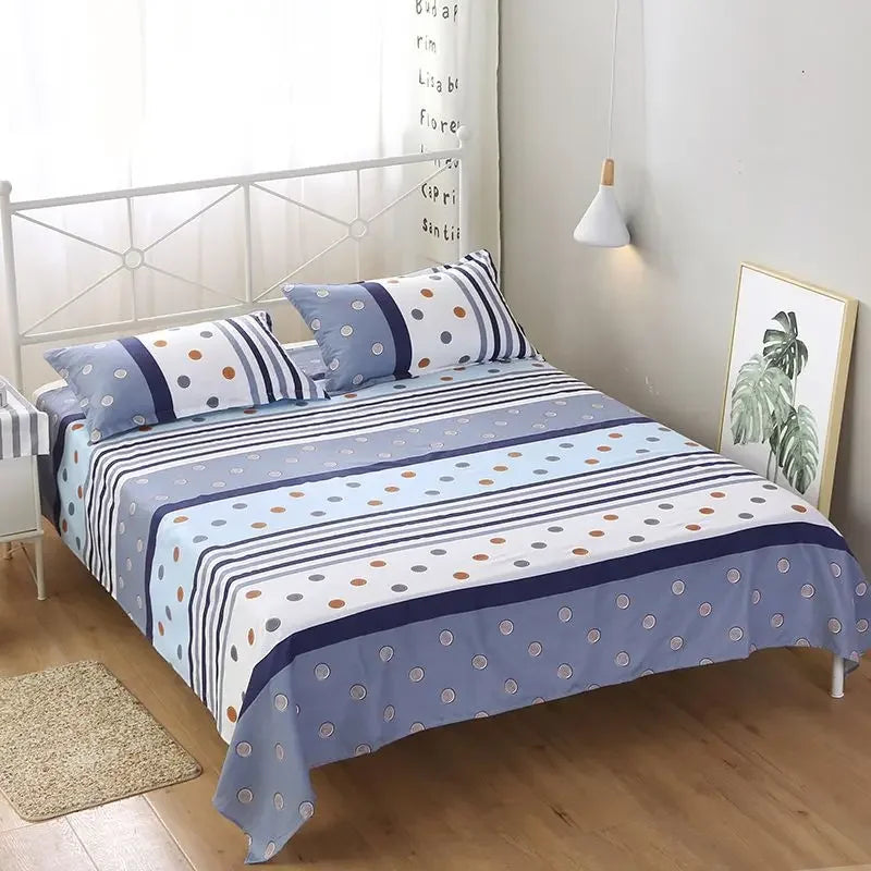 ‌Bohemian Bed Sheet Set - 400TC Mediterranean-Style Cotton with Fade-Resistant Dye for Dorm Essentials