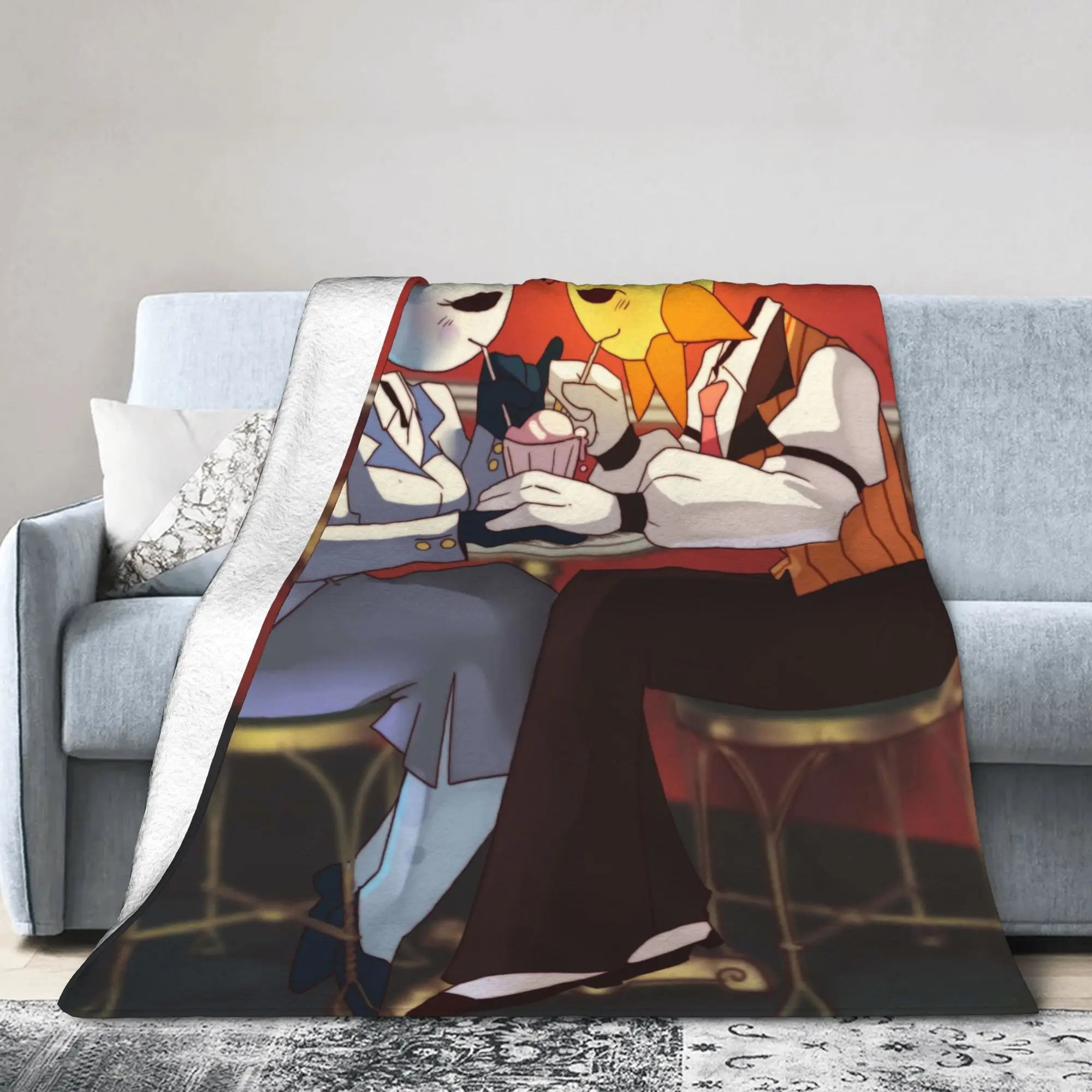 Warm Soft BlanketsChildren Travel Sprunki Gray & Wenda Throw Blanket  Flannel Bedspread For Bedroom Novelty Sofa Bed Cover