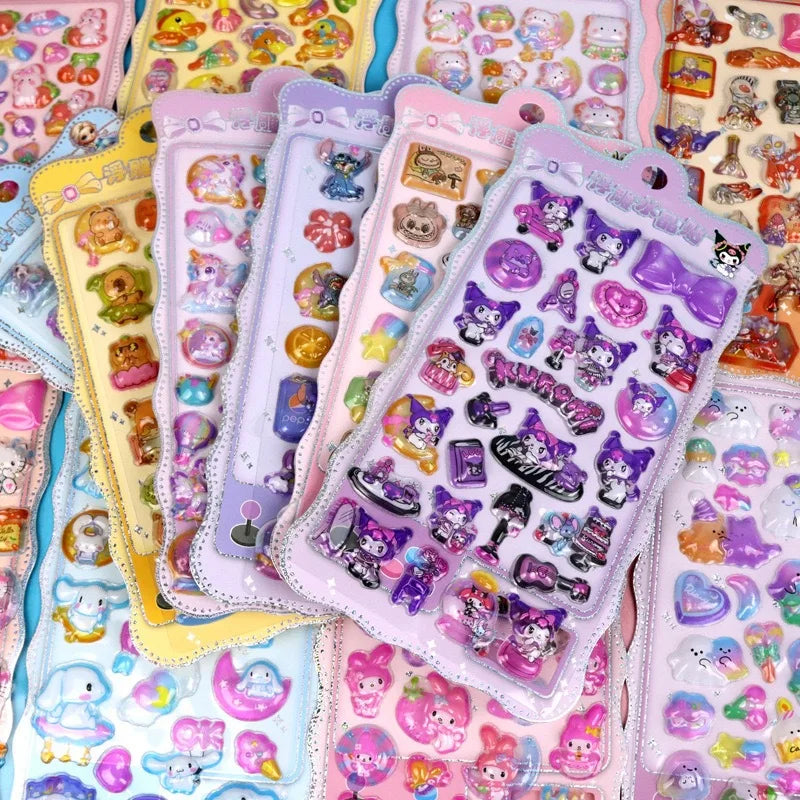 Style8 Cartoon Pillar Capybara Black Light Pony 3D Three-dimensional Crystal Sticker Handmade DIY Material Children's Sticker