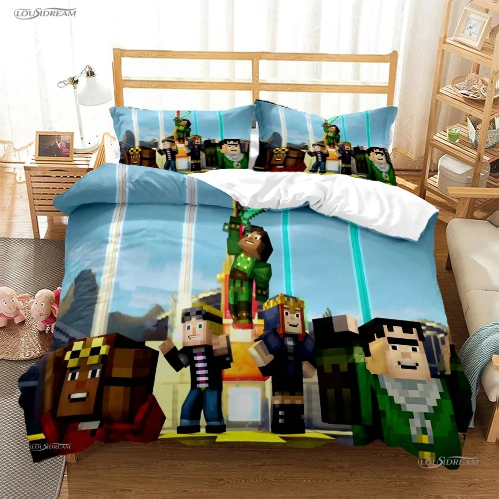 Game bedding set our-piece Animation Game Virtual World Surrounding Robl Bed Sheet Quilt Cover Student Dormitory Bed Gift