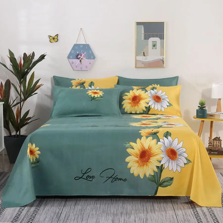 1Pcs Bed Sheet Home Textile Modern Polyester Cotton Flat Sheets Bed Linens Single Queen King Size Bedspread(No Pillow Covers)
