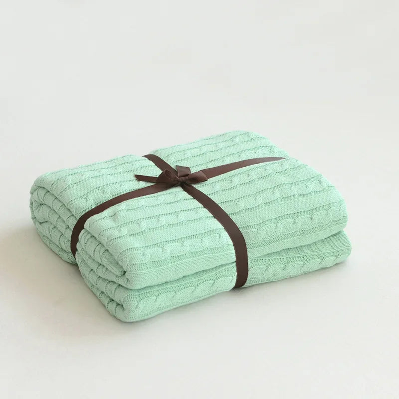 100% Cotton Knitted Blanket Solid Color Sofa Blanket Cover Nordic Home Decor Throw Blanket For Bed Portable Breathable Shawl