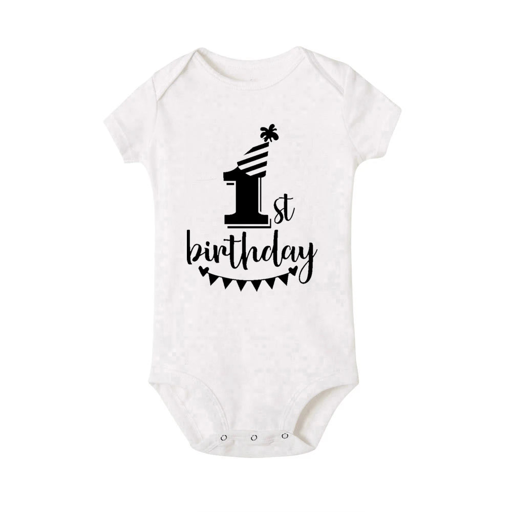 My 1st Birthday Newborn Summer Romper Infant Body Toddler Short Princess Sleeve Jumpsuit Baby Girl Birthday Party Outfit Clothes