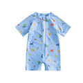 Summer Toddler Infant Baby Boys Girl Rash Guard Swimsuit Coconut Tree Print Short Sleeve Mock Neck Zip Bathing Suit