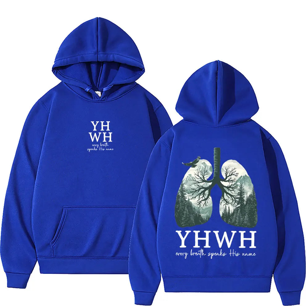 YHWH Lungs Christian Hoodie Every Breath Speak His Name Pullover Men Women Casual Fleece Cotton Hoodies Male Fashion Streetwear
