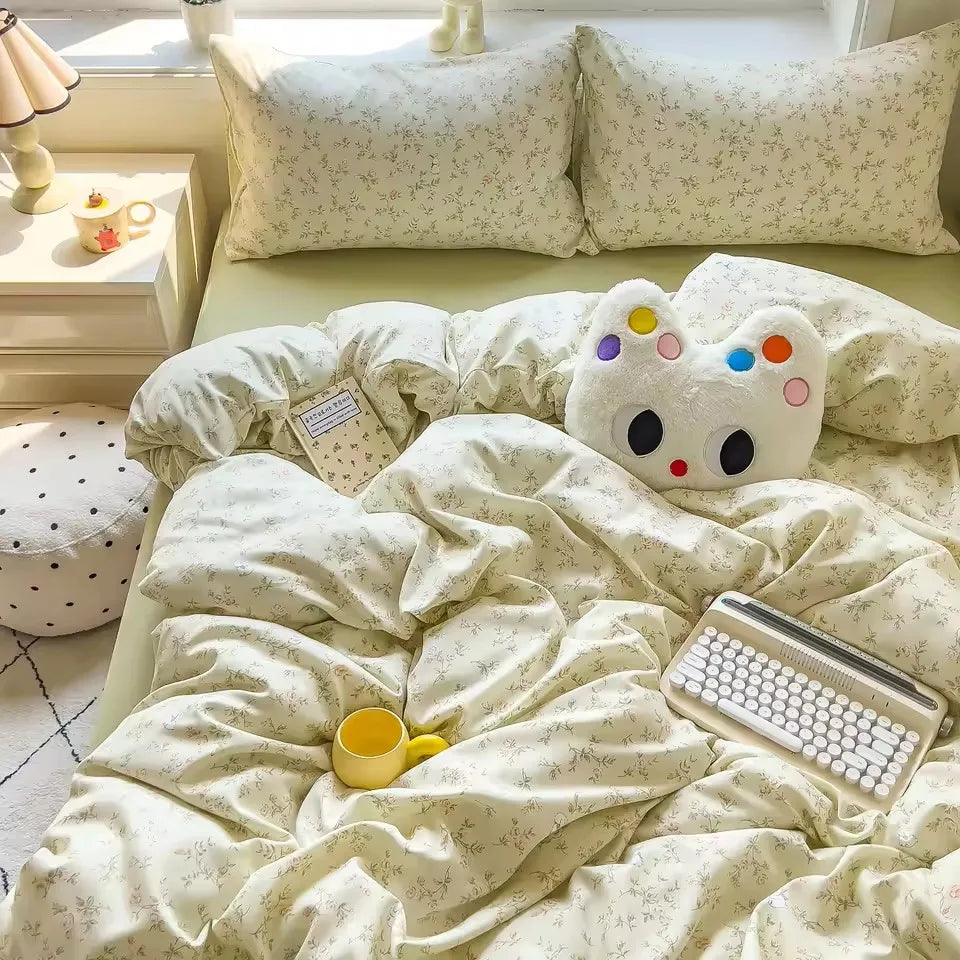 Bedding Set Simple Style Duvet Cover Pillowcase with Bedsheet Home Bedclothes Boys Girls Room Bed Sheet Sets 이불세트