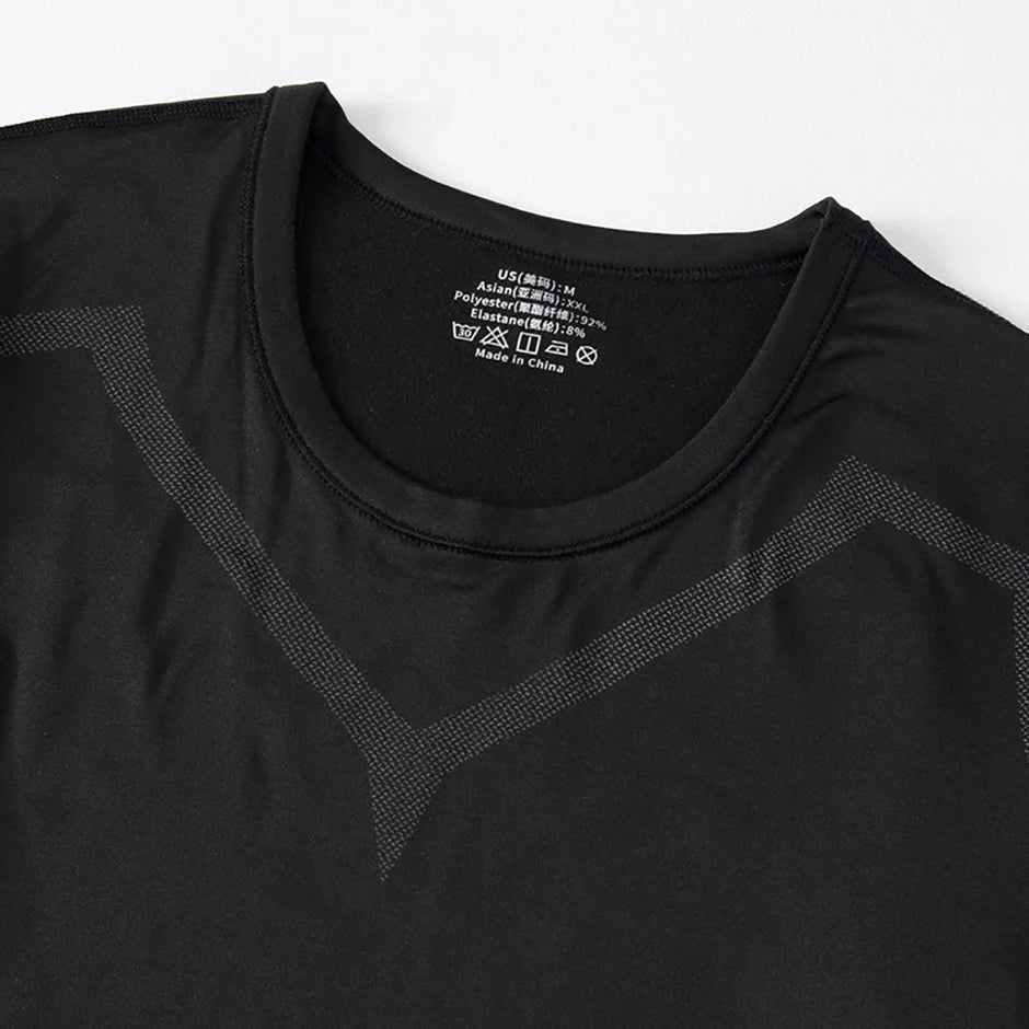 Men's tight warm long-sleeved trousers suit for autumn and winter men's fitness pants shirt running yoga athletes' sport